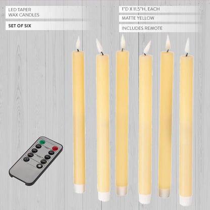 LED Taper Candles with Remote - Set of 6 Flameless Battery Candles