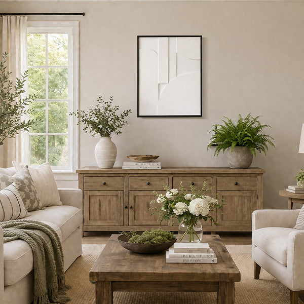 Modern White Geometric 3D Wall Art with Black Frame