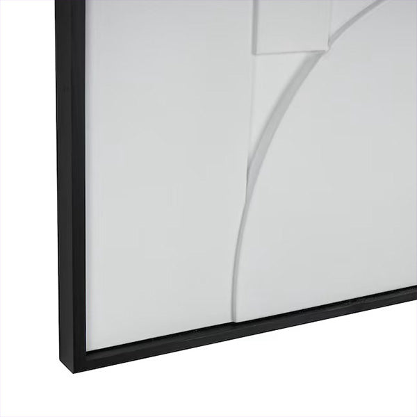 Modern White Geometric 3D Wall Art with Black Frame