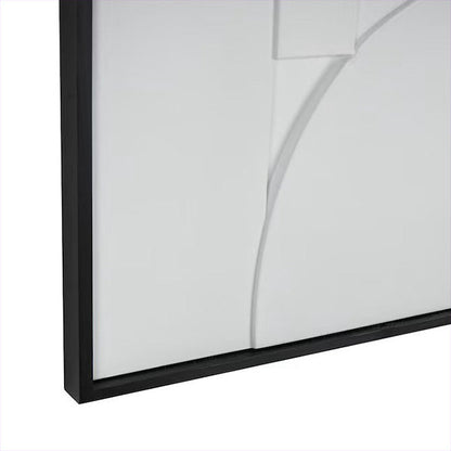 Modern White Geometric 3D Wall Art with Black Frame