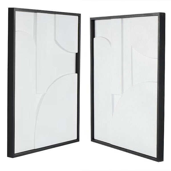 Modern White Geometric 3D Wall Art with Black Frame