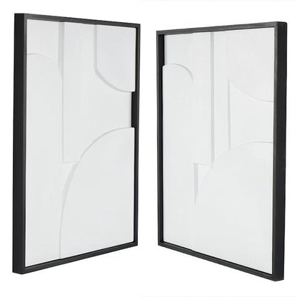 Modern White Geometric 3D Wall Art with Black Frame