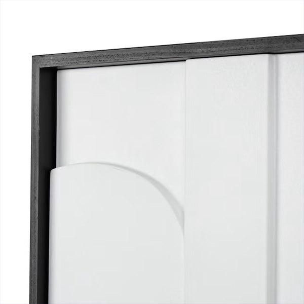 Modern White Geometric 3D Wall Art with Black Frame