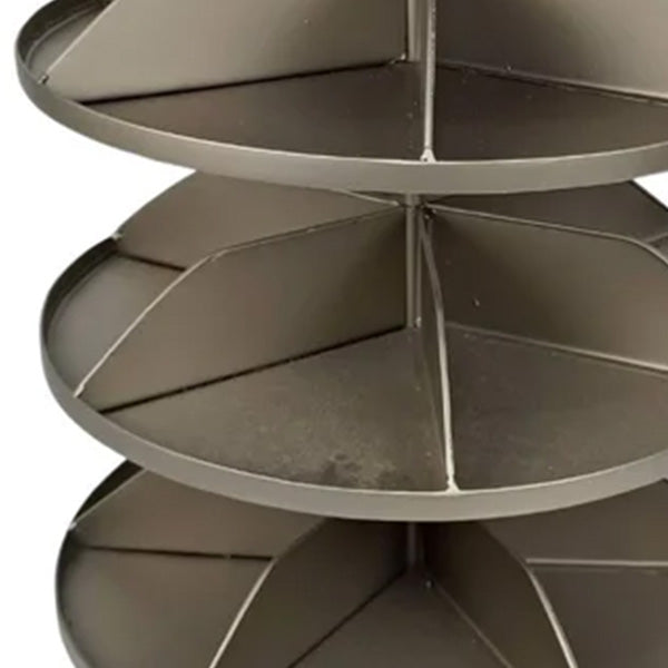 Dark Grey 4-Tier Rotating Storage Tower - Metal Spinning Organizer