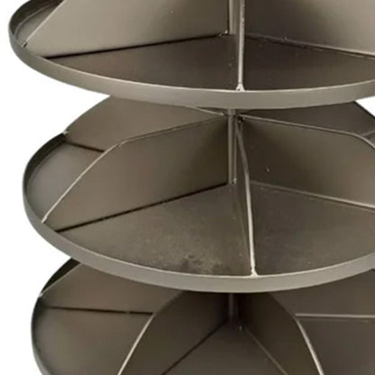 Dark Grey 4-Tier Rotating Storage Tower - Metal Spinning Organizer
