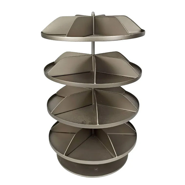 Dark Grey 4-Tier Rotating Storage Tower - Metal Spinning Organizer
