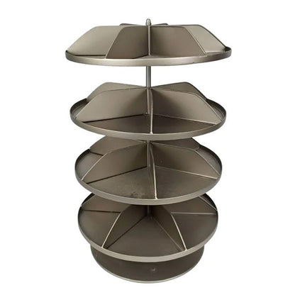 Dark Grey 4-Tier Rotating Storage Tower - Metal Spinning Organizer