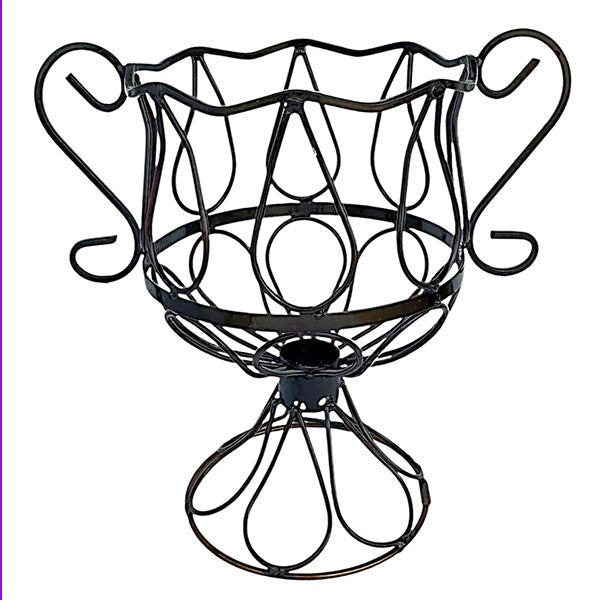 Wrought Iron Trophy Urn Planter with Scrollwork Handles