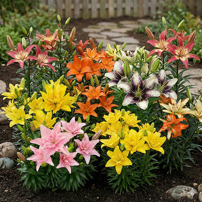 Asiatic Lily Bulbs Mix | Pollen-Free Perennial Flowers, 6 Pack