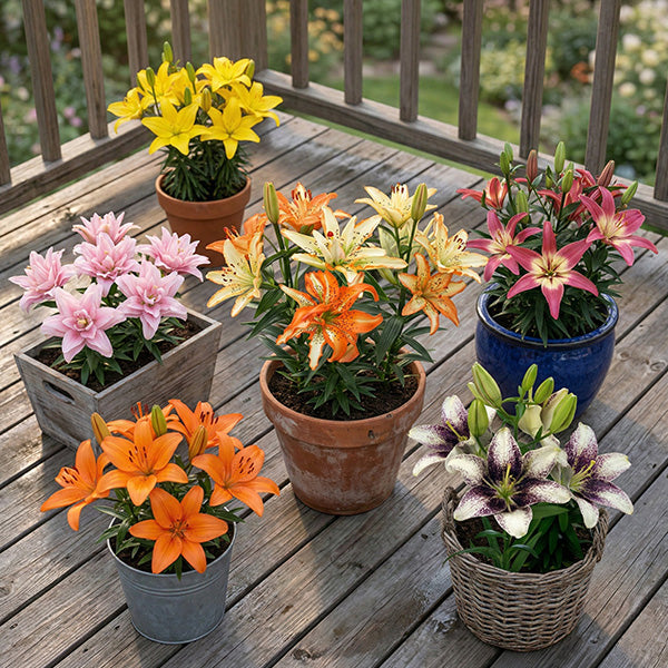 Asiatic Lily Bulbs Mix | Pollen-Free Perennial Flowers, 6 Pack