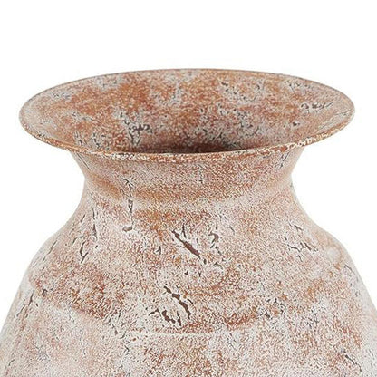 Distressed White Metal Vase - Vintage Farmhouse Floor Vase